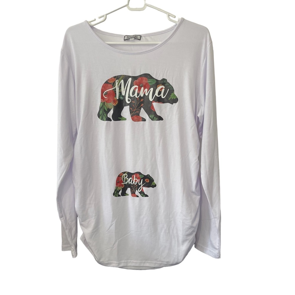 Ginkana  Maternity Shirt Women’s Sz XL Floral Mama Baby Bear long Sleeve